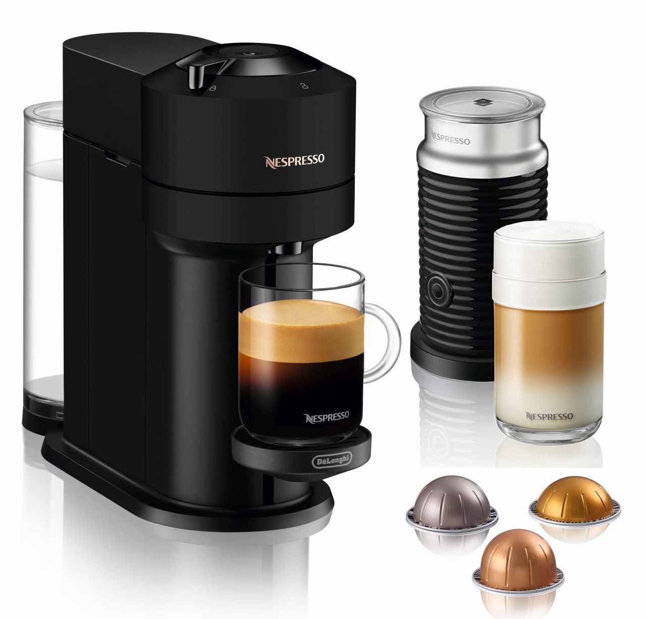 Delonghi Vertuo Next Coffee Machine and Aeroccino Bundle