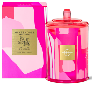 Glasshouse Fragrance Pretty In Pink Marzipan & Cherries 380g Soy Candle