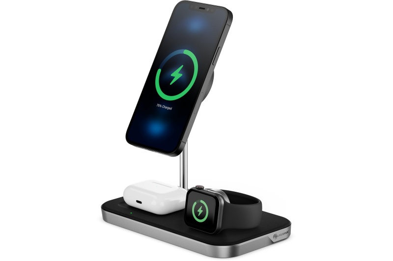 ALOGIC MagSpeed 3-in-1 Wireless 15W Charging Station with 20W Wall Adapter (Black)