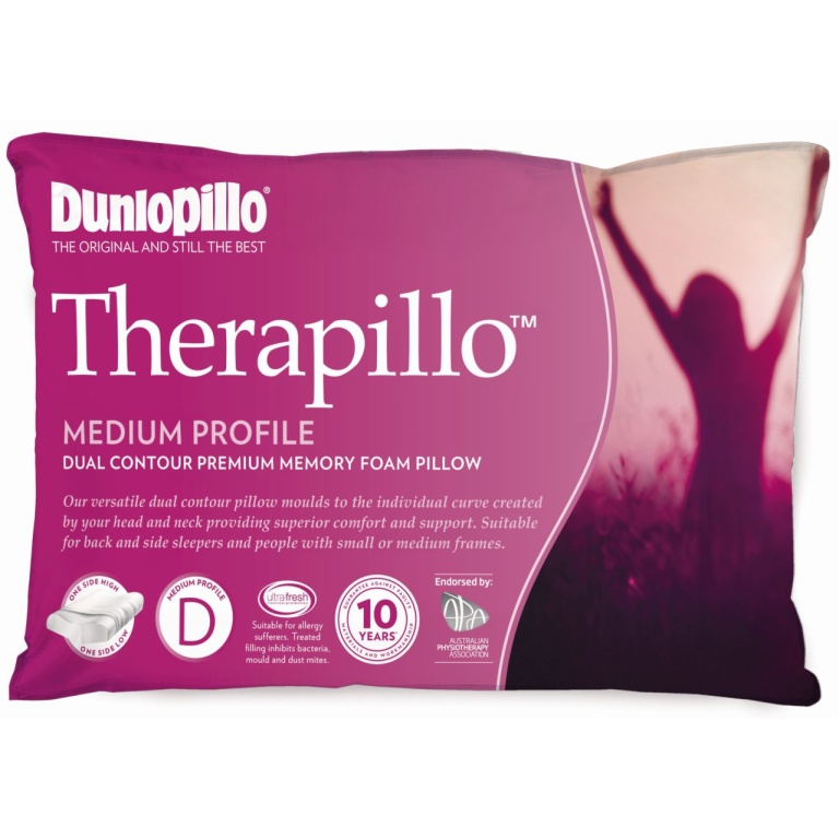 Dunlopillo Therapillo Premium Medium Profile Dual Contour Memory Foam