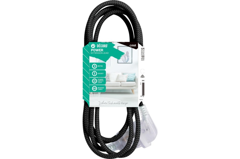 Decord Braided Extension Lead 3m (Black)