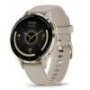 Garmin Venu 3S Soft Gold Stainless Steel Bezel with French Gray Case and Silicone Band