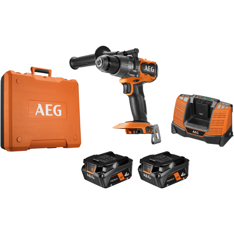 AEG 18V BRUSHLESS HAMMER DRILL 4.0AH FORCE KIT + Kango 36PIECE HYPERTORQUE™ IMPACT DRIVING SET