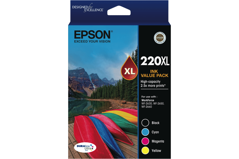 Epson 220 High Capacity DURABrite Ultra 4 ink Value Pack