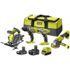 RYOBI 18V ONE+ 2.0AH/4.0AH 4-PIECE COMBO KIT + 50-PIECE IMPACT DRILL AND DRIVE SET