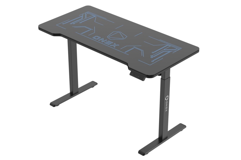 ONEX GDE1400 Electric Tempered Glass RGB Gaming Deskw/Cup Holder + Headset Hook